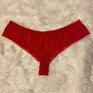 🔴Victoria’s Secret Red Lace Trim Panties cheeky 2 days wearing no washed XL